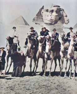 Gertrude Bell with others at Pyramids, 1921