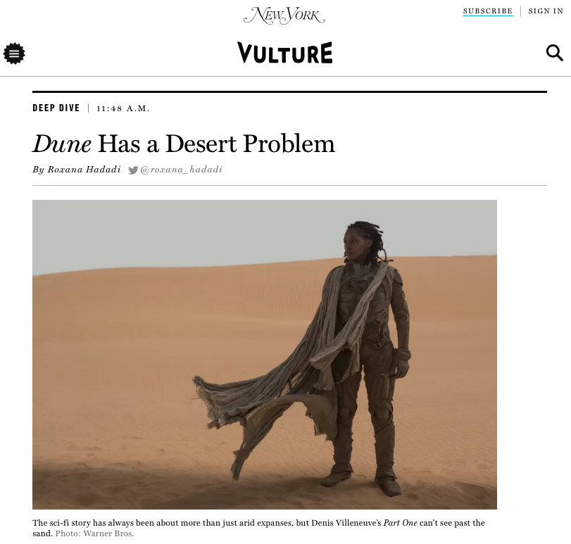 Dune article in New York Magazine Vulture