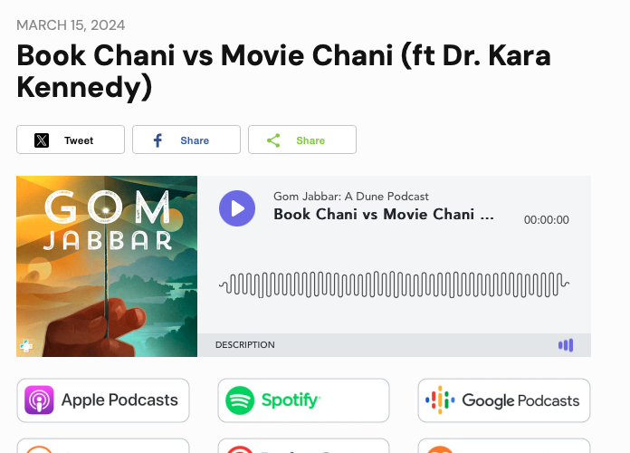 Gom Jabbar Dune Podcast episode on Chani