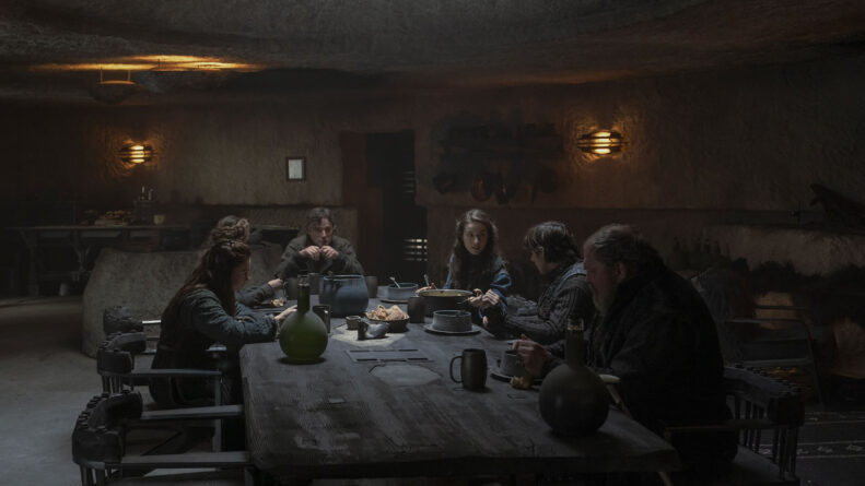 Episode 3 of Dune: Prophecy scene around a family dinner table