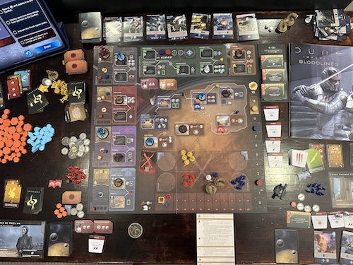 Dune: Imperium – Bloodlines game board and pieces